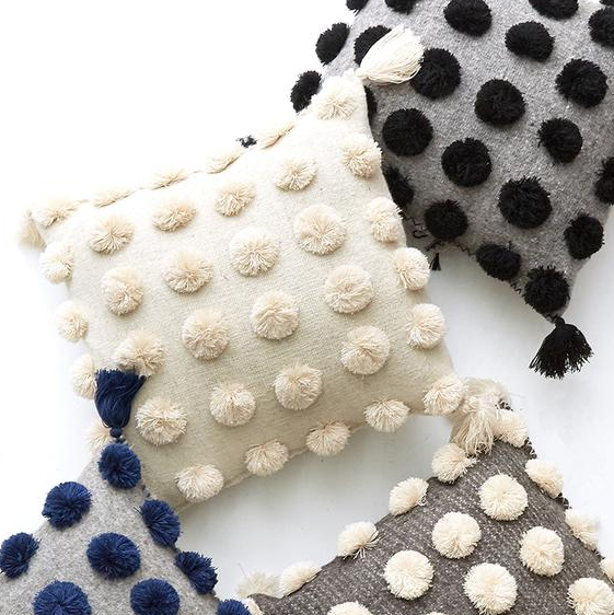 Ula Pom Pom Pillow - Natural - 13 Hub Lane   |  Wool Pillows