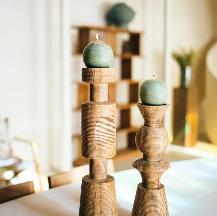 Rotello Mango Wood Candle Holder, Natural - 13 Hub Lane   |  Wood Candle Holders