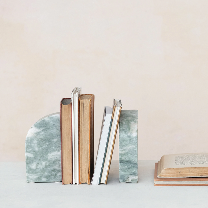 Marble Bookends, Green Melange