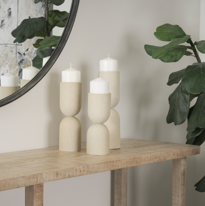 Qamra Textured Pillar Candleholder - 13 Hub Lane   |  Metal Candle Holders