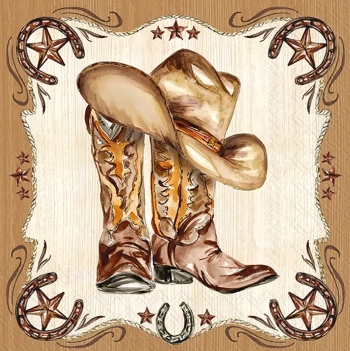 Western Leather Boots Cocktail Napkins