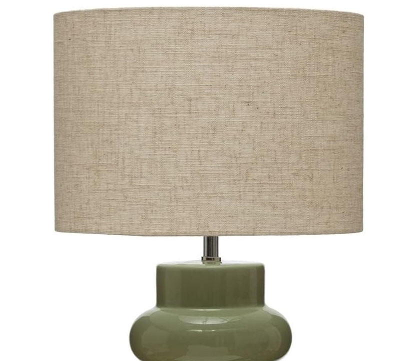Stoneware Table Lamp w/ Linen Shade - Thumbnail 4