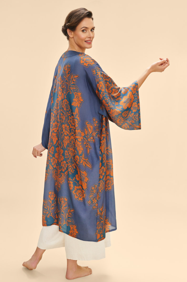 Denim Tapestry Kimono Gown