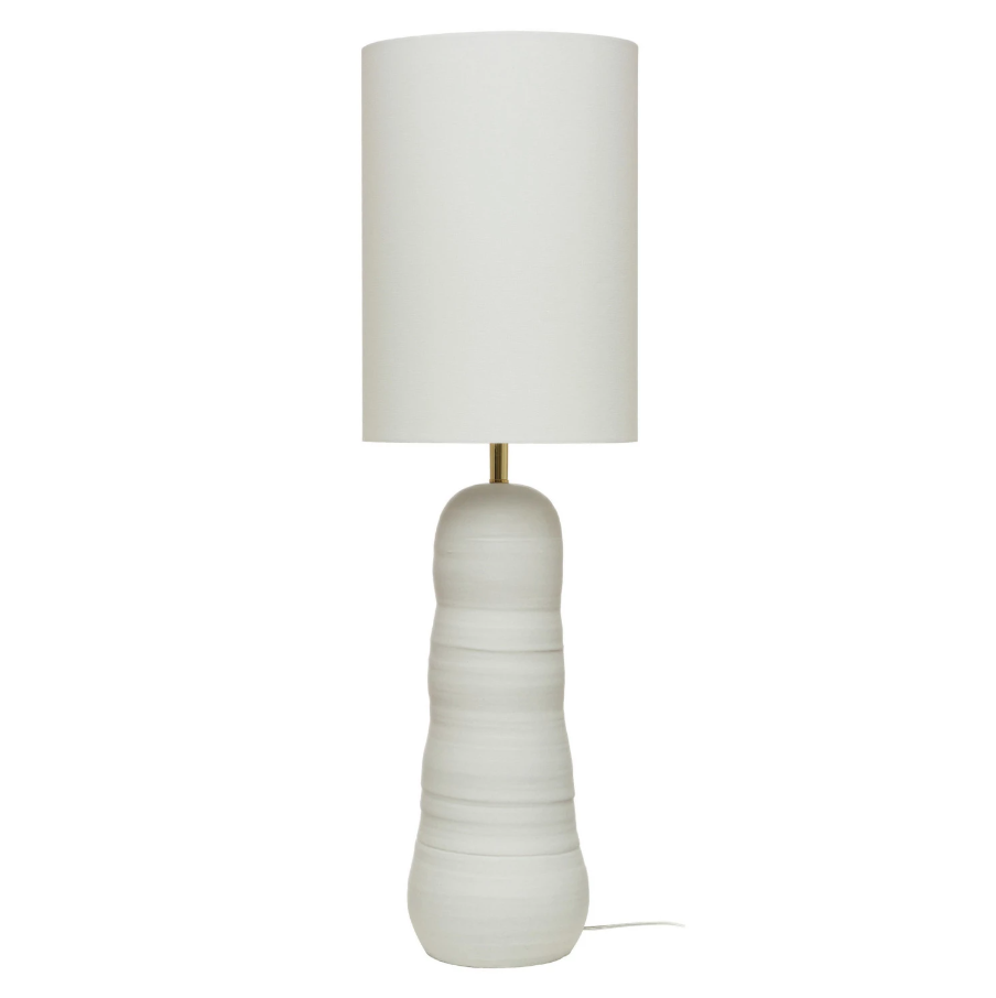 Matte White Stoneware Floor/Table Lamp - Thumbnail 3