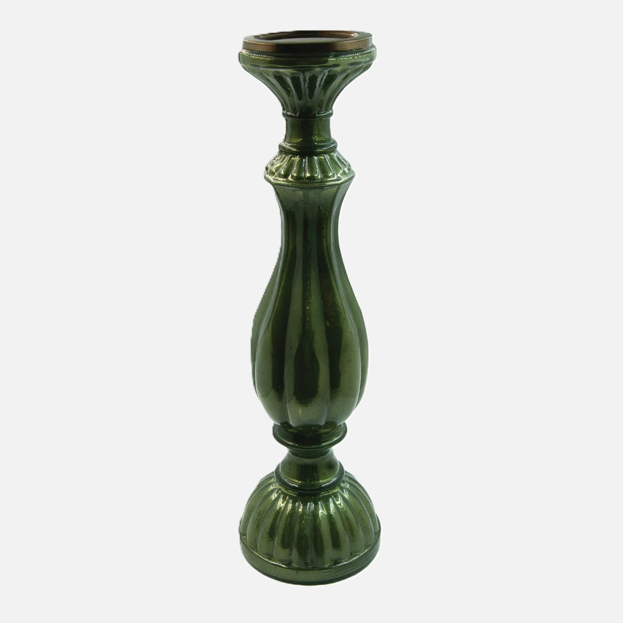 Embossed Mercury Glass Candle Holder, Green - 13 Hub Lane   |  