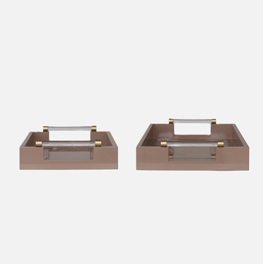 Lacquered Tray w/ Acrylic & Metal Handle