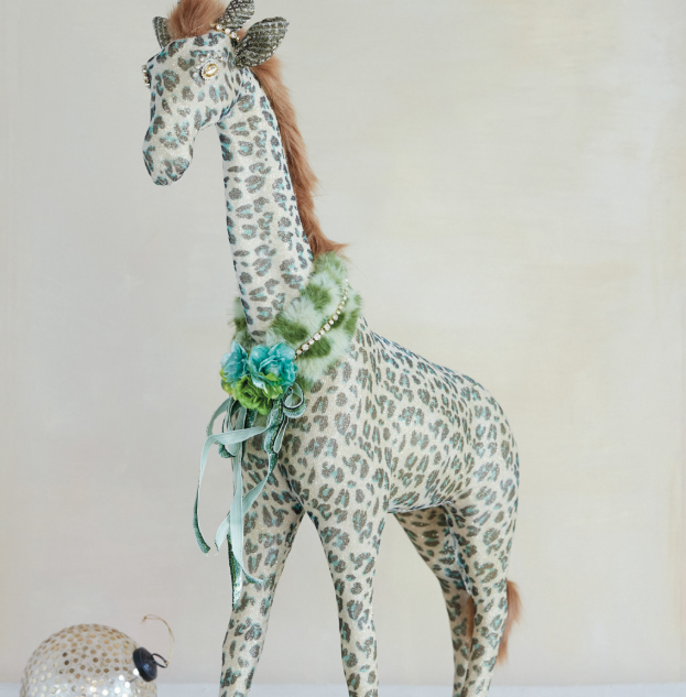 Faux Fur & Jewel-Adorned Giraffe