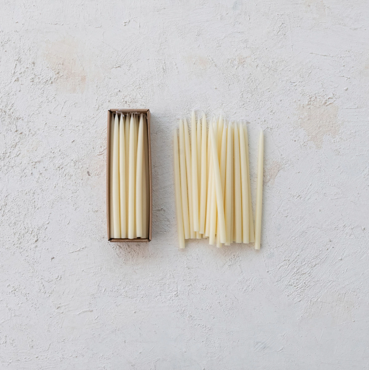 Unscented Thin Taper Candles in Box, Ivory - 13 Hub Lane   |  Unscented Tapers