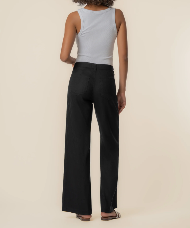 Kut From the Kloth Meg Linen High Rise Wide Leg, Black