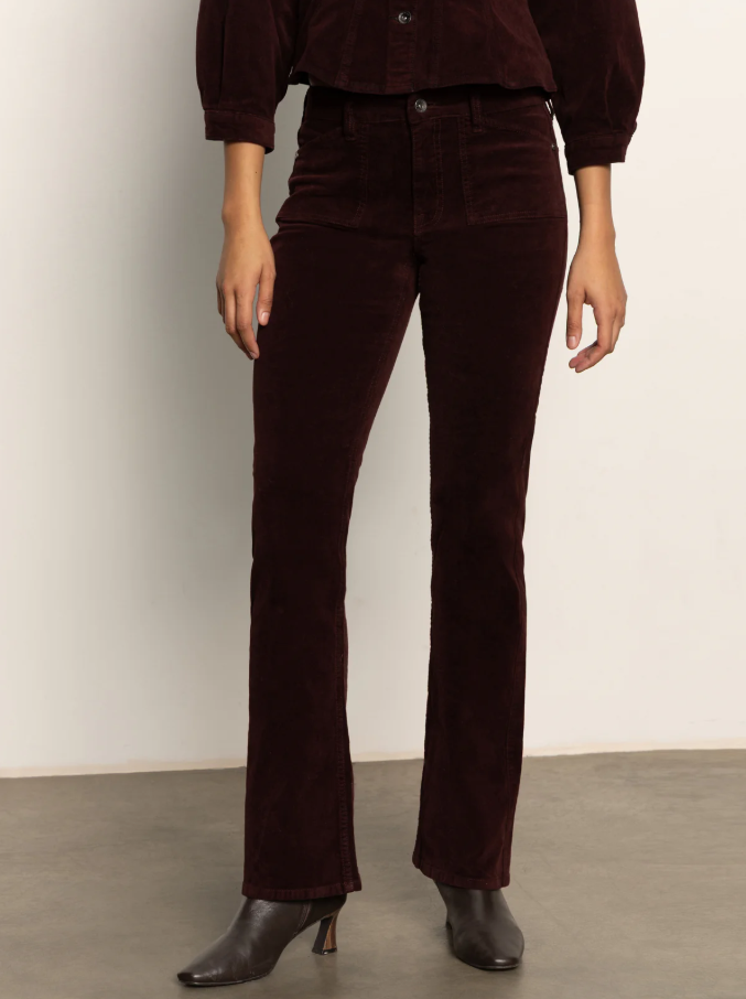 Velveteen Brook Bootcut Pants, Dark Crimson - 13 Hub Lane   |  Bootcut Pants