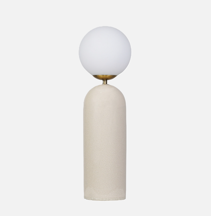 Stoneware Frosted Globe Lamp, Cream - 13 Hub Lane   |  