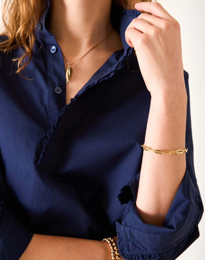 Emerson Ruffle Top, Navy