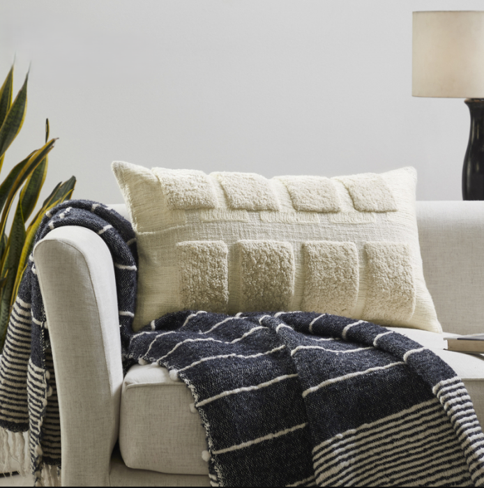 Geometric Tufted Lumbar Pillow, Ivory