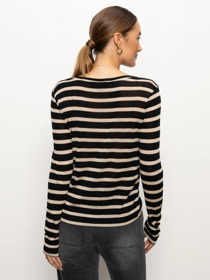 Femme Crew Stripe Tee, Oat / Black