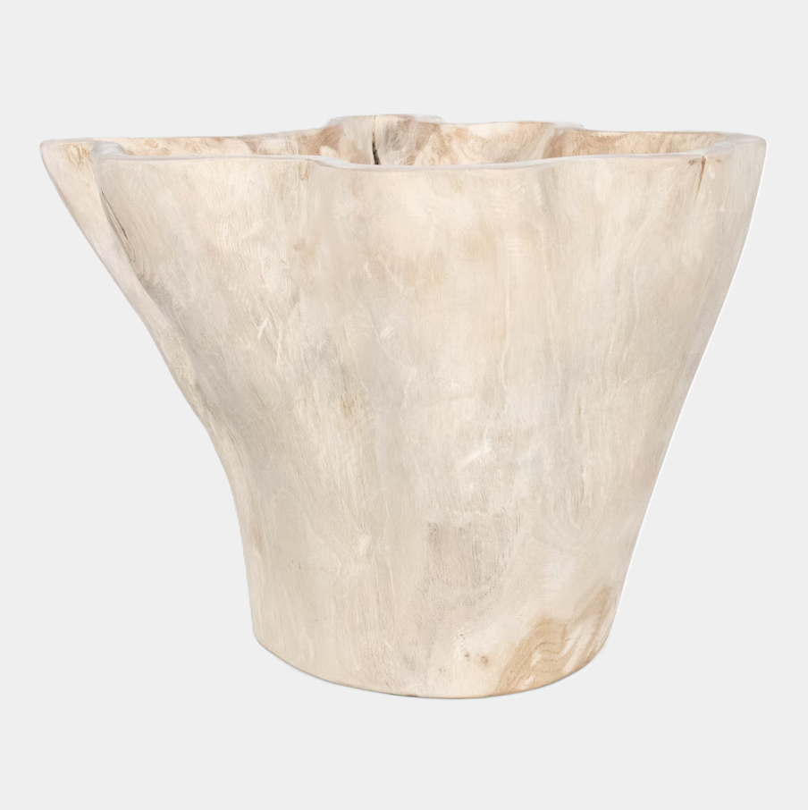 Organic Teak Wood Carved Bowl, Natural - 13 Hub Lane   |  Wooden Bowls