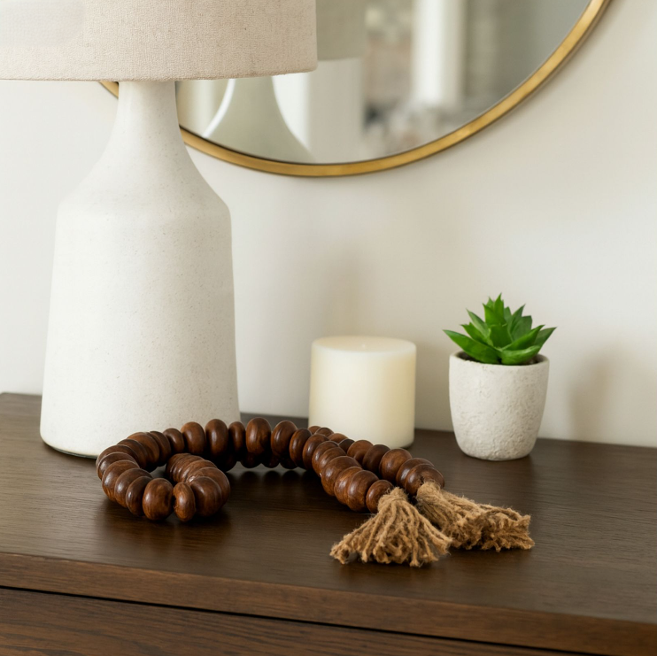 Flat Beads Garland, Natural
