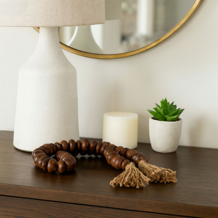 Flat Beads Garland, Natural