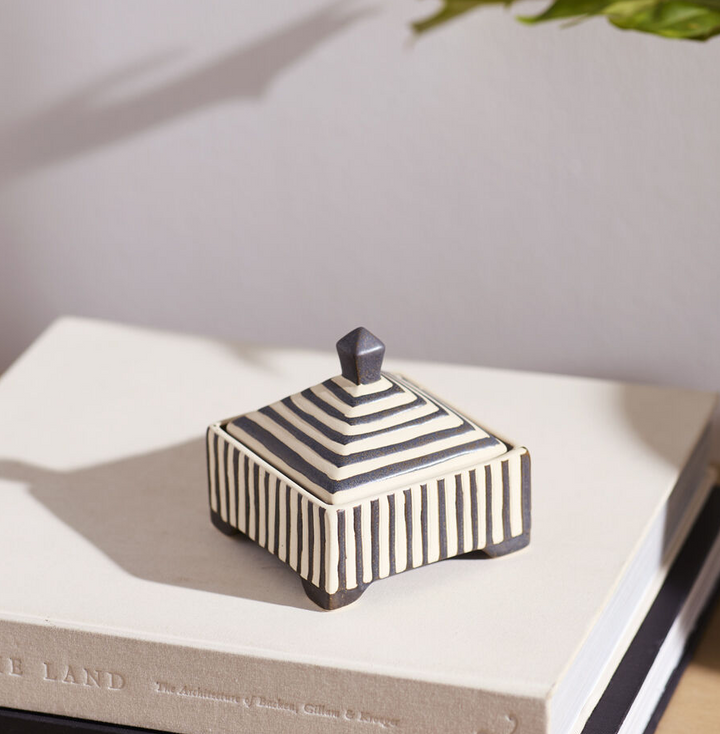Banda Decorative Box, Black - 13 Hub Lane   |  Ceramic Boxes