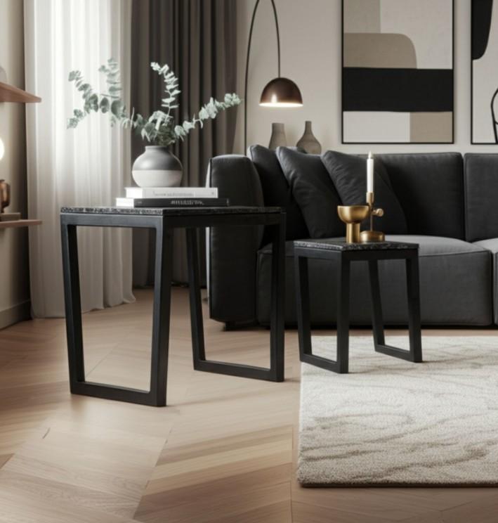 Collier Marble Nesting Tables, Black