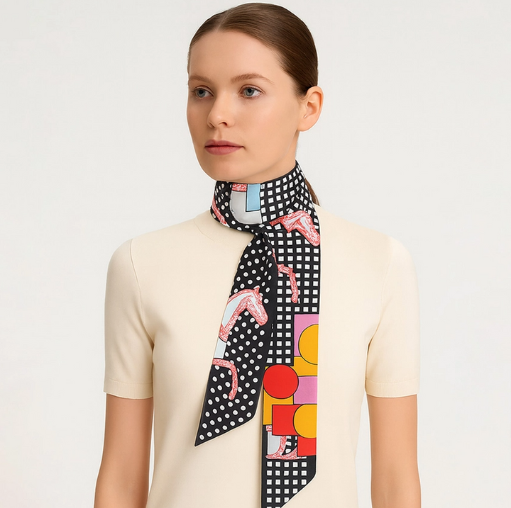 Abstract Horse Twilly Skinny Scarf