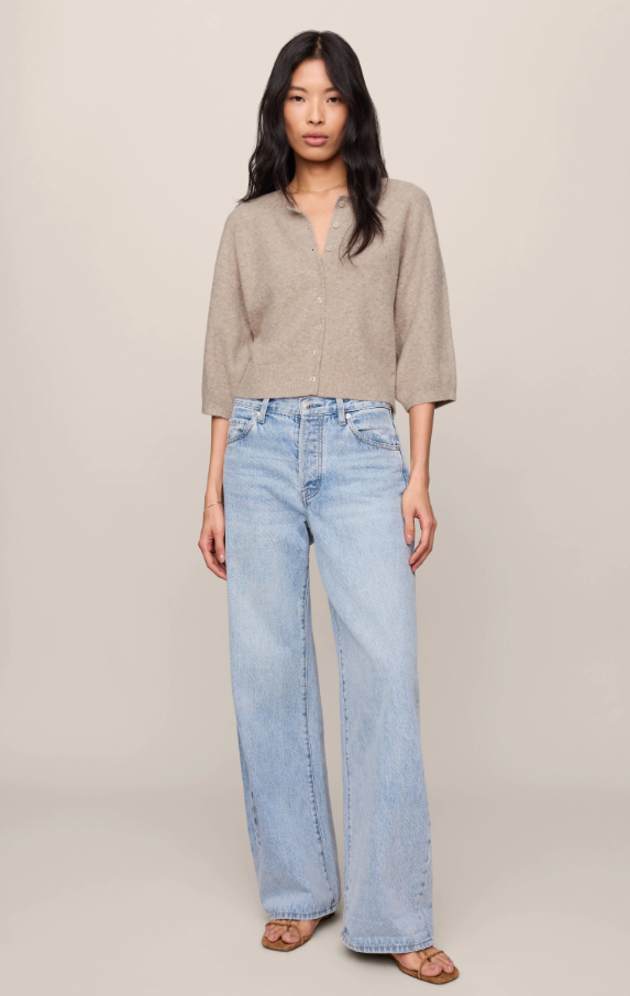 Valor Short Sleeve Cardigan, Natural Heather