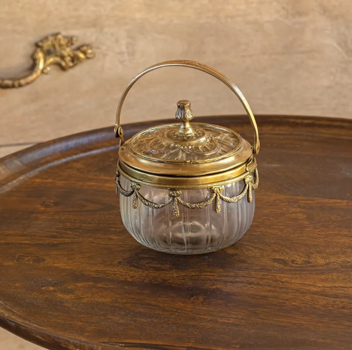 Antique Gold Vanity Jar with Handle - 13 Hub Lane   |  