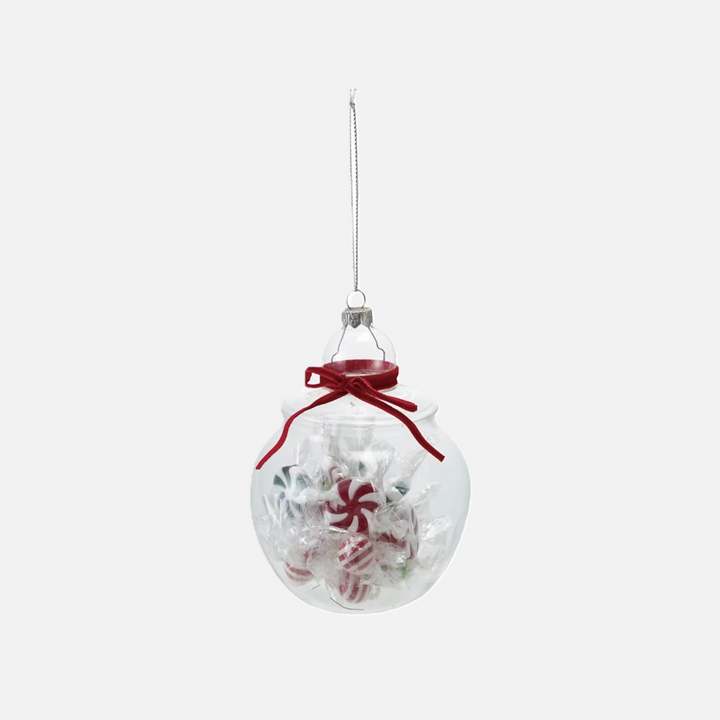Glass Candy Jar Ornament w/ Bow - 13 Hub Lane   |  Vintage Inspired Ornaments