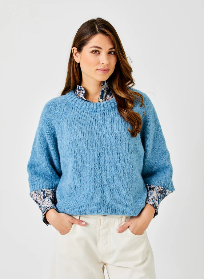 Fawn Kimono Sleeve Soft Knit Sweater, Duck Egg Blue - 13 Hub Lane   |  Dropped Shoulder Sweaters