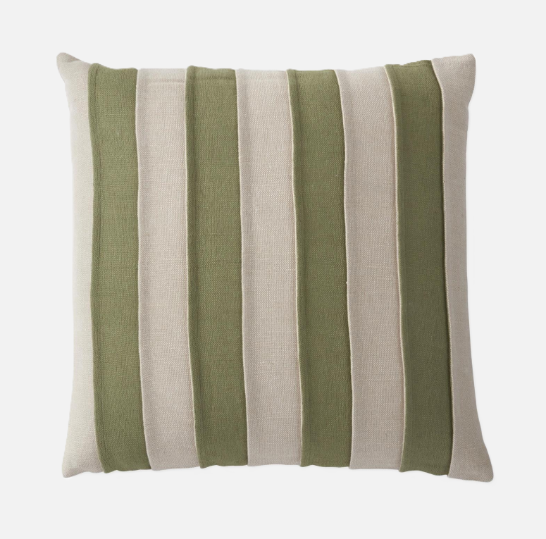 Striped Pillow, Sage & Tan