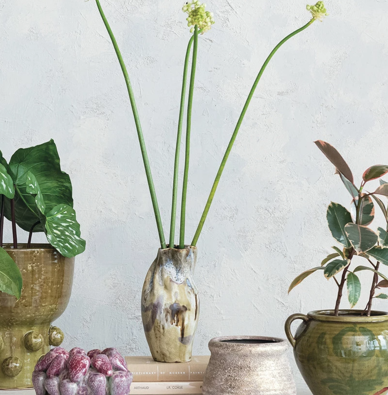 Hand-Painted Stoneware Organic Shaped Vase - Thumbnail 5