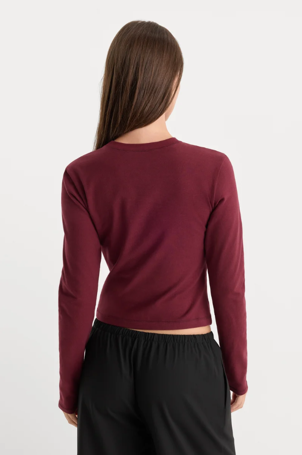 The Long Sleeve Baby Tee, Berry Noir