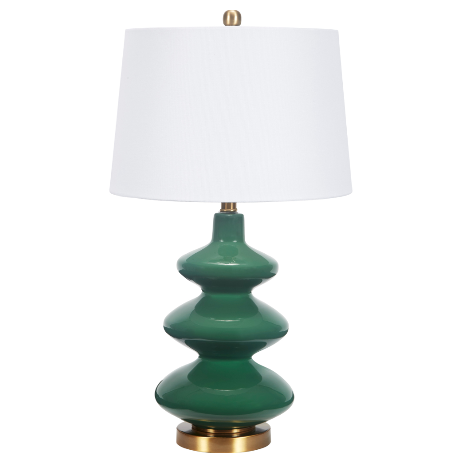 Arya Glass Table Lamp, Green - 13 Hub Lane   |  Glass Table Lamps