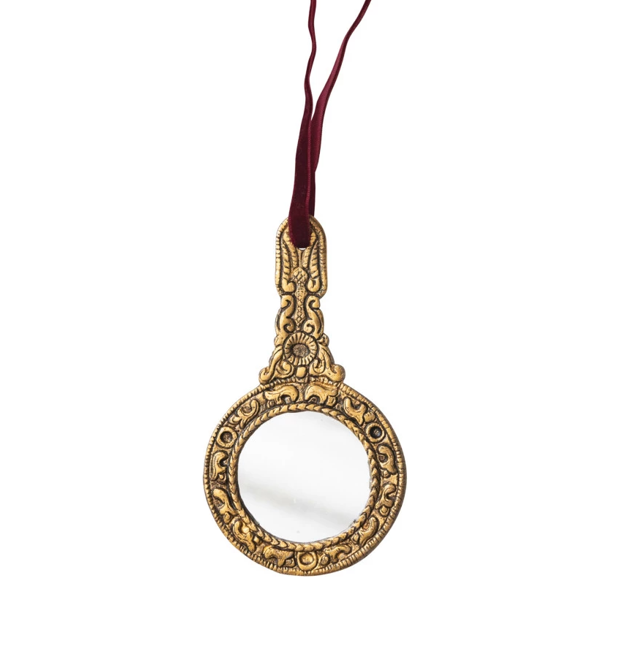 Embossed Hand Mirror Ornament