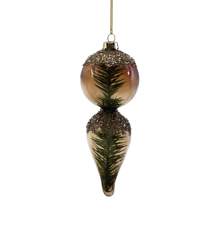 Glass Ornament w/ Mica Flakes & Bottle Brush Tree Inside - 13 Hub Lane   |  Vintage Inspired Ornaments
