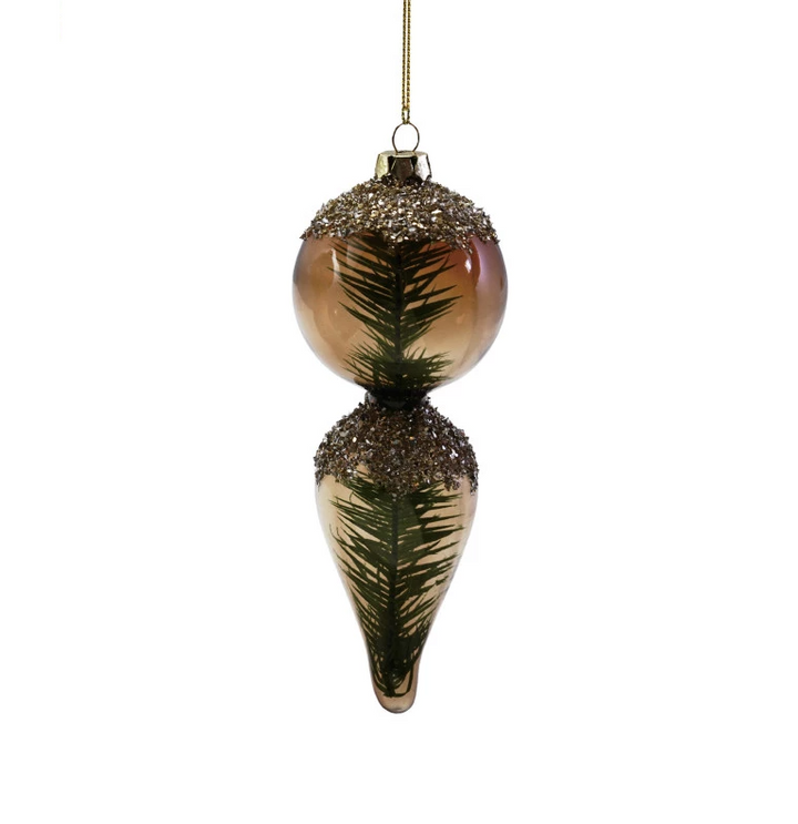 Glass Ornament w/ Mica Flakes & Bottle Brush Tree Inside - 13 Hub Lane   |  Vintage Inspired Ornaments