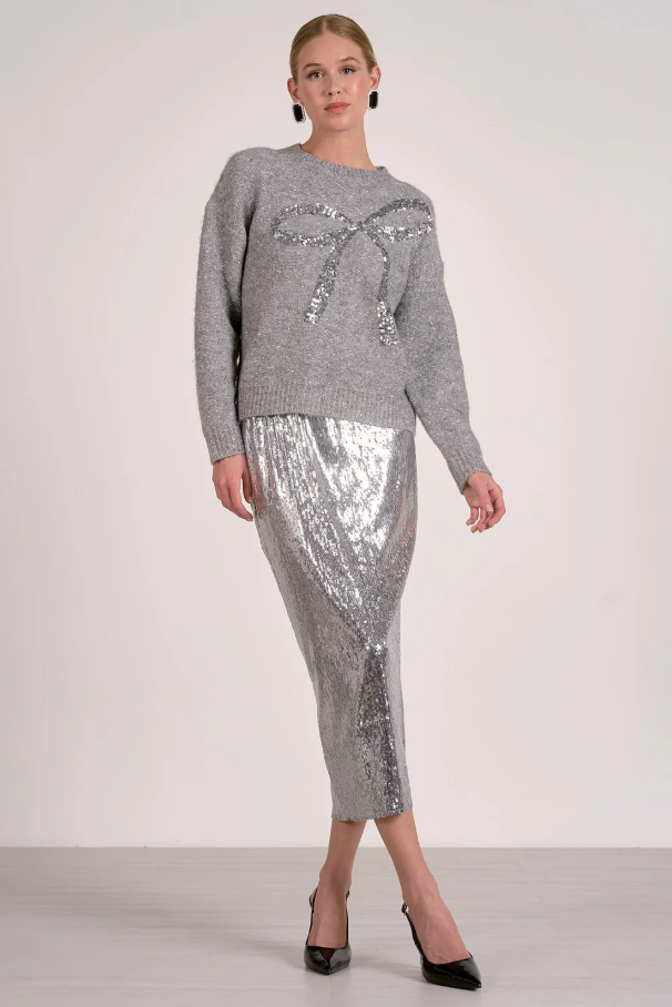 Silver Bow Sweater, Grey