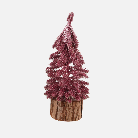 Glitter Tree w/ Wood Base, Pink