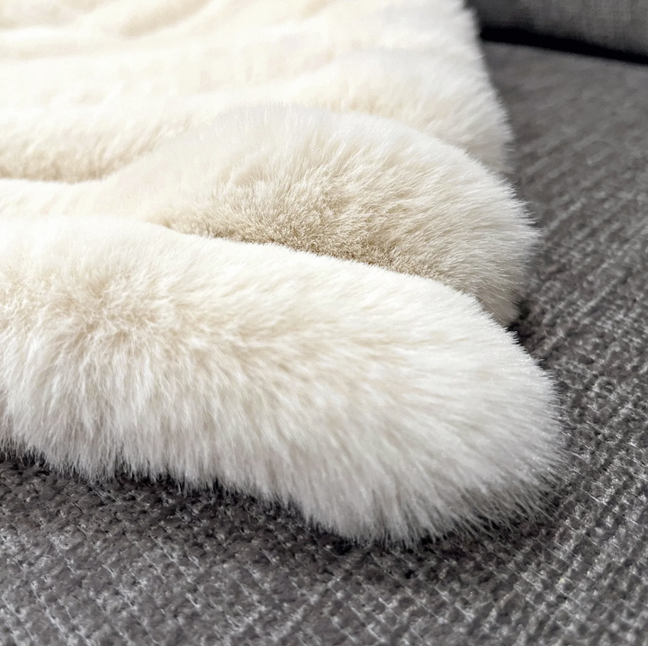 Puffy Faux Fur Throw, Vanilla