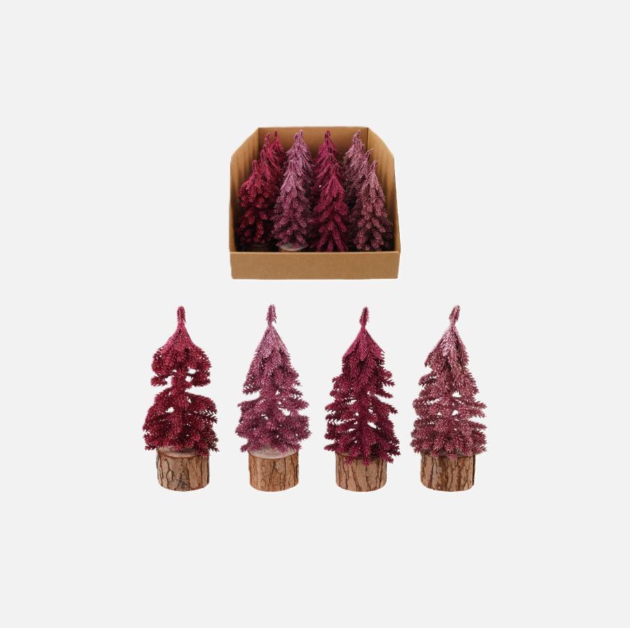 Glitter Tree w/ Wood Base, Pink