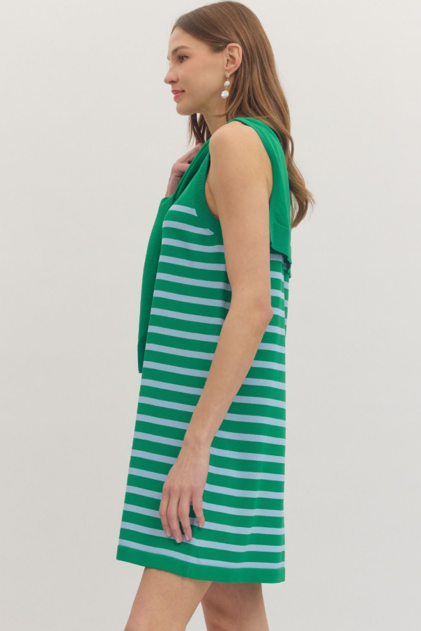 Striped Sleeveless Mini, Green