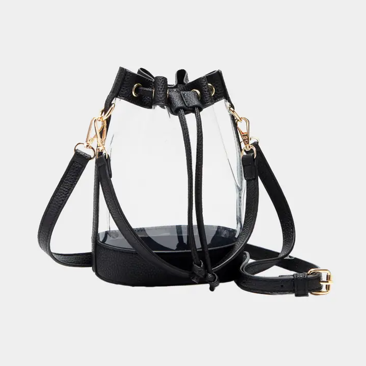 Transparent Bucket Bag, Black - 13 Hub Lane   |  Clear Bucket Bags