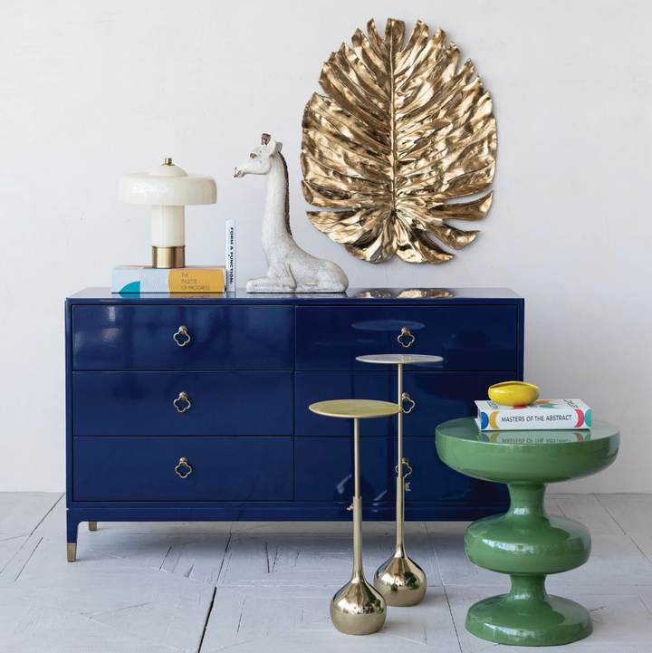 Enameled Aluminum Adjustable Table w/ Gold Electroplated Base