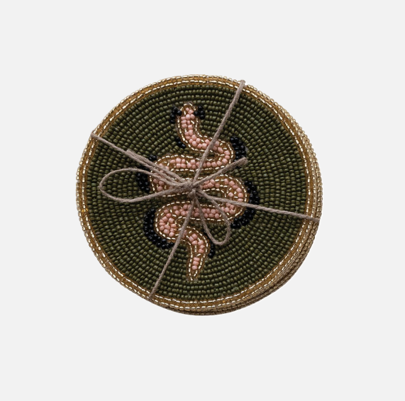 Glass Bead Snake Coasters, S/4