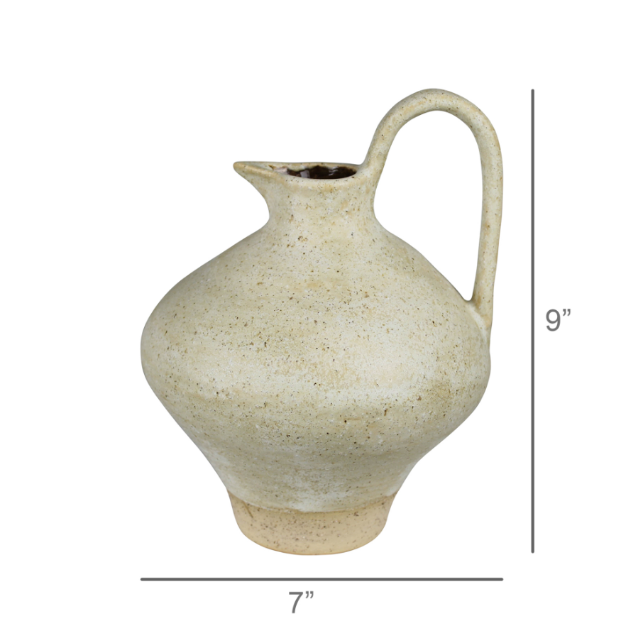 Umbria Ceramic Pitcher w/ Handle, White - 13 Hub Lane   |  