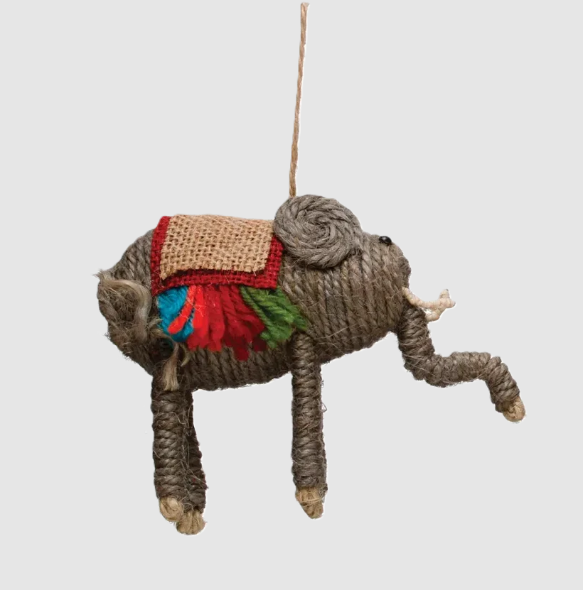 Handmade Jute Elephant - 13 Hub Lane   |  Animal Ornaments