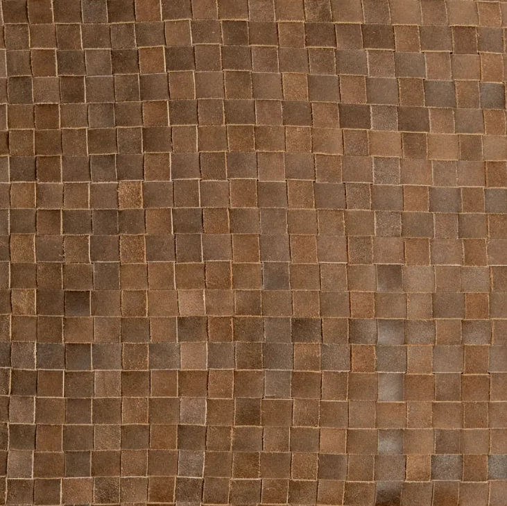 Woven Square Leather Pillow, Vintage Brown - 13 Hub Lane   |  