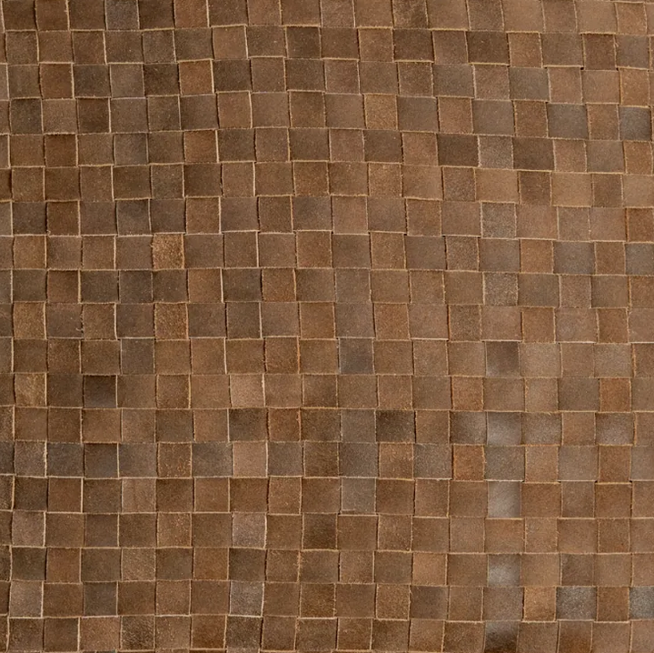 Woven Square Leather Pillow, Vintage Brown - 13 Hub Lane   |  