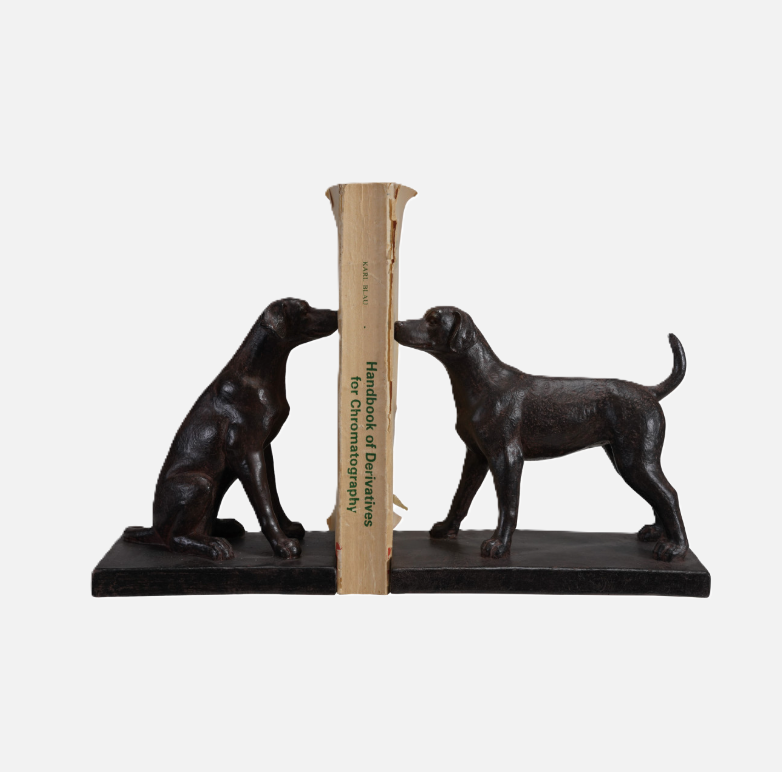 Resin Dog Bookend, Black