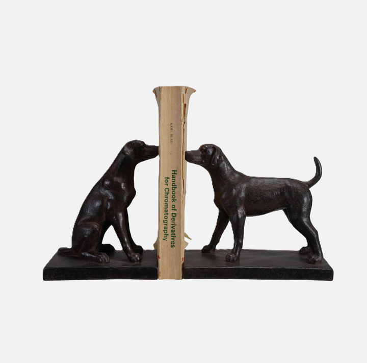 Resin Dog Bookend, Black