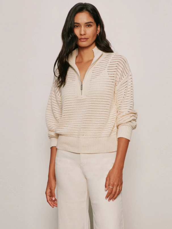 Open Knit 1/2 Zip Sweater, Collagen - 13 Hub Lane   |  Half-Zip Sweaters